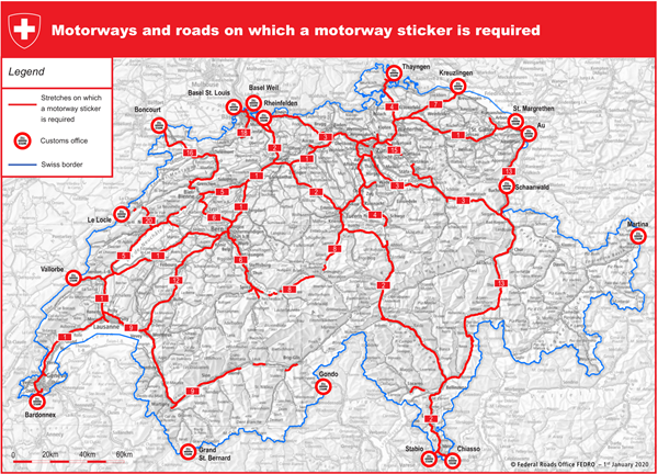 Swiss highway required toll vignette